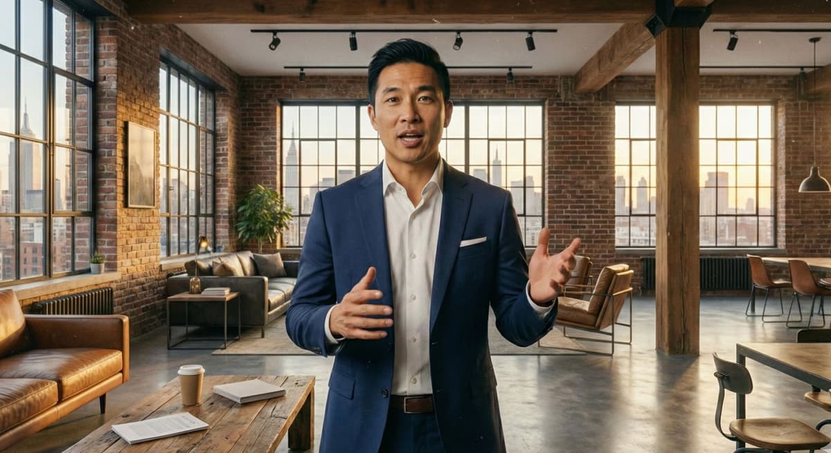 professional real estate agent presenting UGC video creation service for property marketing