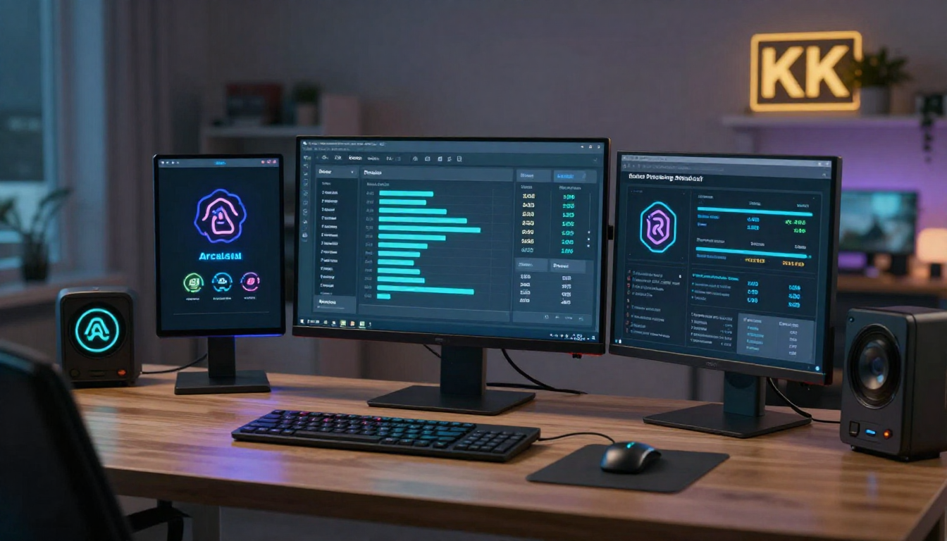 Tech reviewer comparing arcads.ai pricing features side by side, multiple devices on desk, detailed analysis - arcads.ai pricing