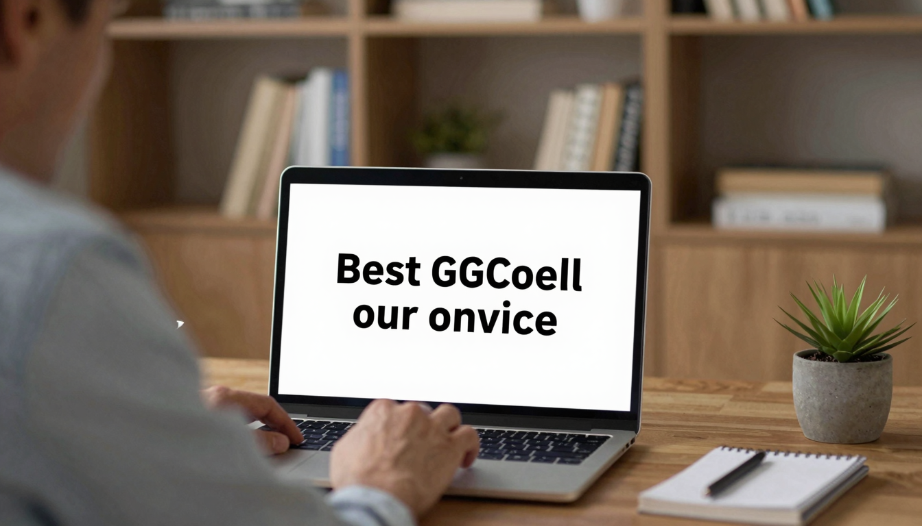 Middle-aged businessman evaluating best ugc video creation service for real estate marketing ROI on laptop, executive home office, bookshelf background - best ugc video creation service for real estate marketing