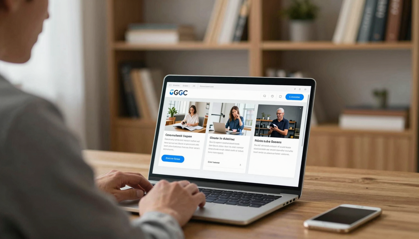 Middle-aged businessman evaluating best-rated platforms for quick ugc product ad videos ROI on laptop, executive home office, bookshelf background - best-rated platforms for quick ugc product ad videos